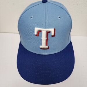 Texas Rangers Hat Cap Fitted Mens 6 7/8 Blue MLB Baseball On Field New‎ Era